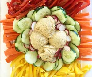 A Catering Platter: Fresh and Crisp Veggies served with our Homemade Farmhouse Hummus